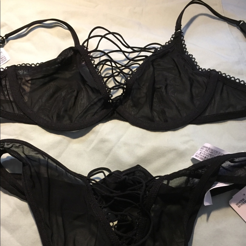 Black bra and panty set